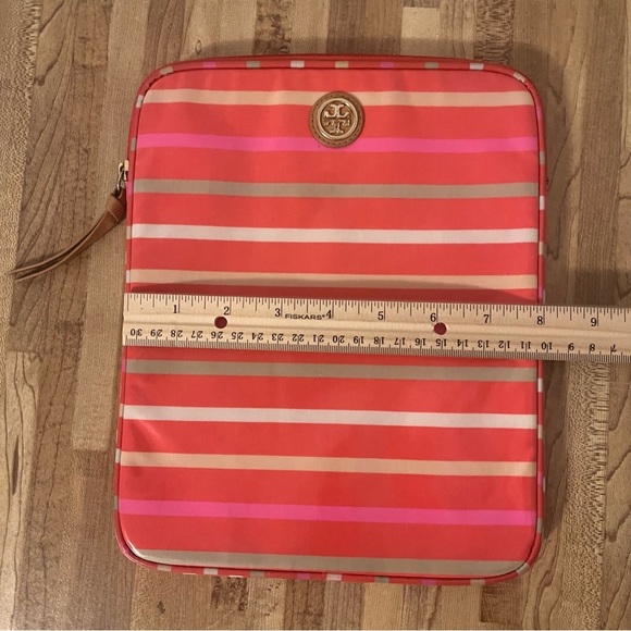 Tory Burch Orange/multicolor Vinyl Ipad Tablet Case Gold Logo - Picture 5 of 6